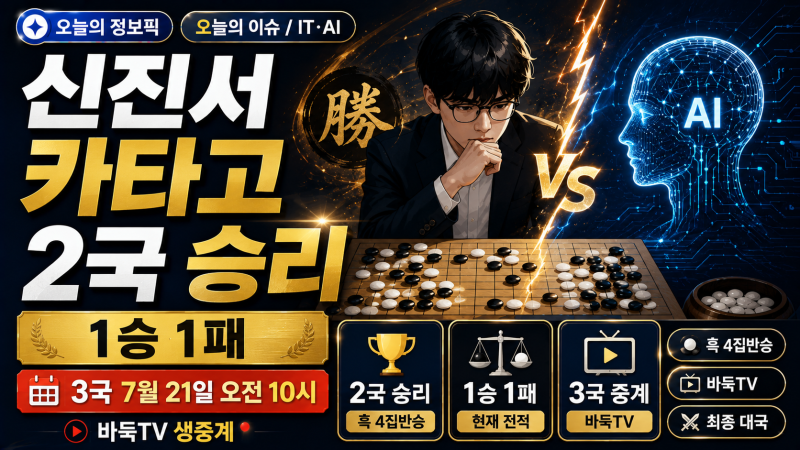 신진서 카타고 2국 4집반승, 3국 바둑TV 중계·일정 총정리