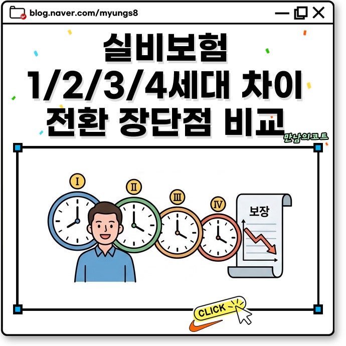 실비보험 세대별 차이점과 1 2 3 4세대 전환 장단점 및 실익 보험료 인상 자기부담금 비교