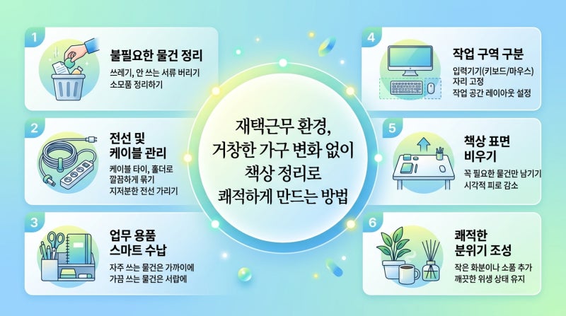 집중력 확 올라가는 재택근무 환경을 쾌적하게 만드는 책상 위 미니 정리 노하우