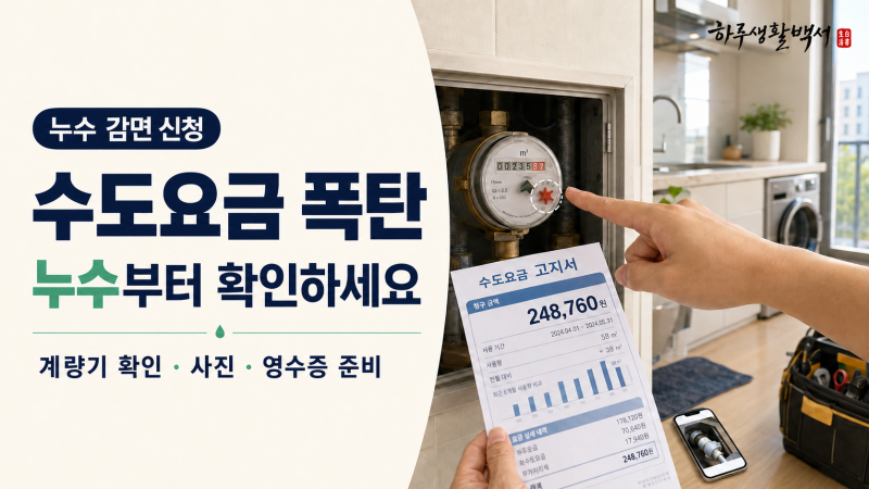 수도요금 폭탄 맞았다면? 누수 감면 신청 기간과 영수증·사진 준비법
