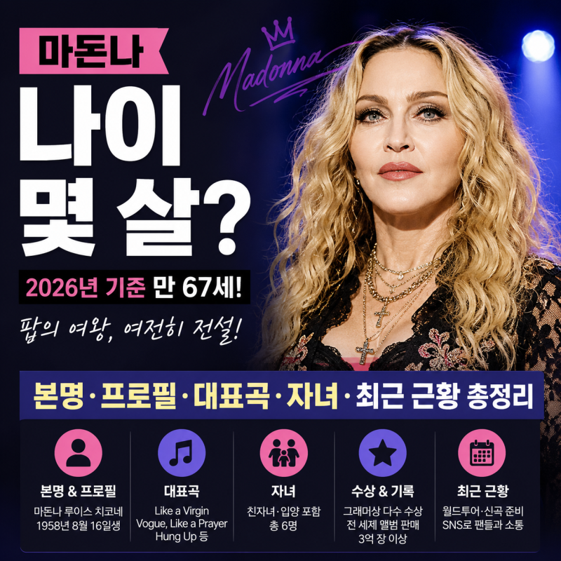 마돈나 나이 몇 살? 본명·프로필·대표곡·자녀·최근 근황 총정리