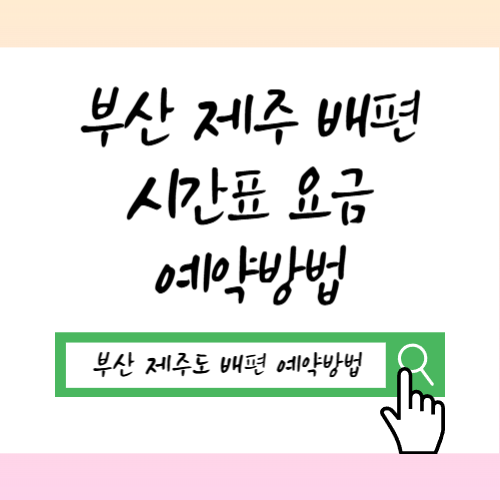 부산 제주 배편 시간표 요금 차량선적 예약 방법 2026