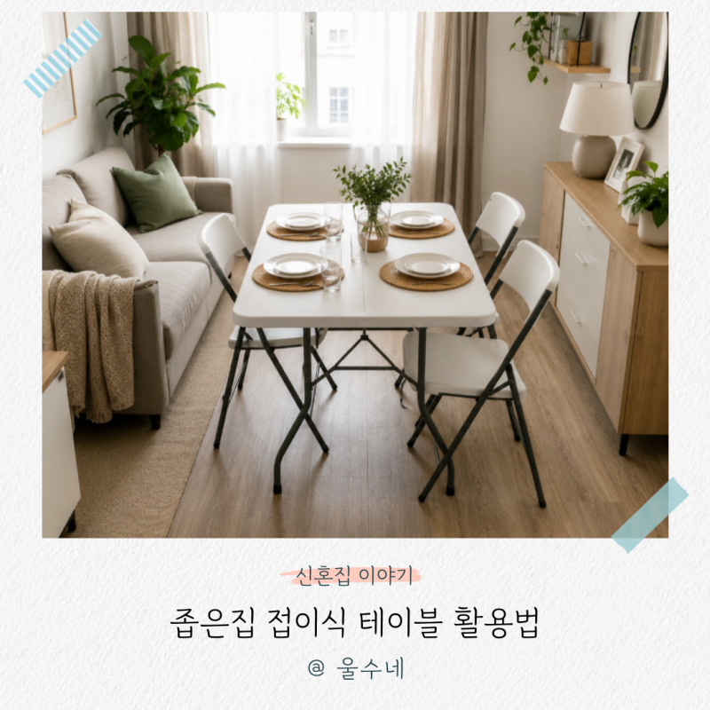 “거실 식탁은 부담스러웠는데” 좁은집 접이식 테이블 활용법