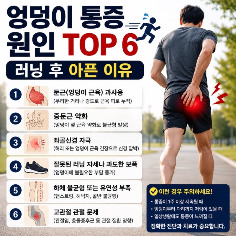 엉덩이 통증 원인 TOP 6 러닝 후 아픈 이유
