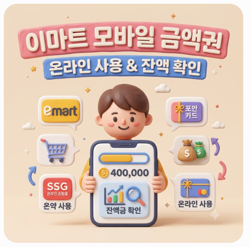 이마트 모바일 금액권 온라인 사용 교환 사용처 등록 잔액 확인 방법스마트폰에서 쉽게