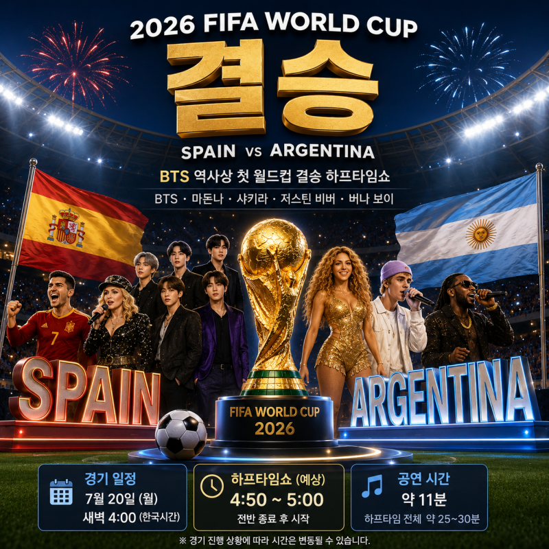 2026 월드컵 결승전 BTS 몇 시? 마돈나 공연 시간·중계 채널 총정리