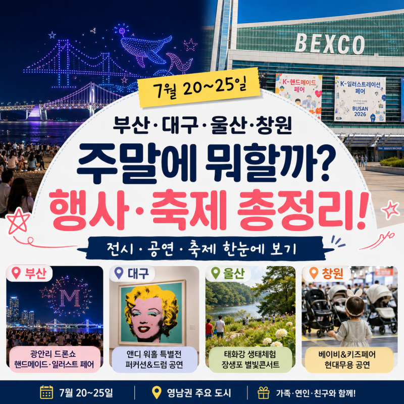 7월 20~25일 부산·대구·울산·창원 행사 총정리｜벡스코 박람회부터 별빛콘서트까지