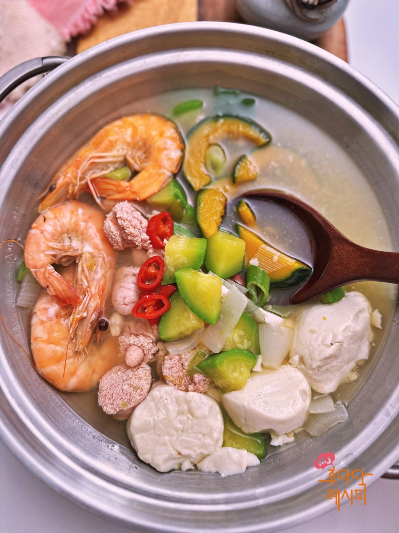 맑은 명란 순두부찌개 레시피 하얀 순두부찌개 끓이는법