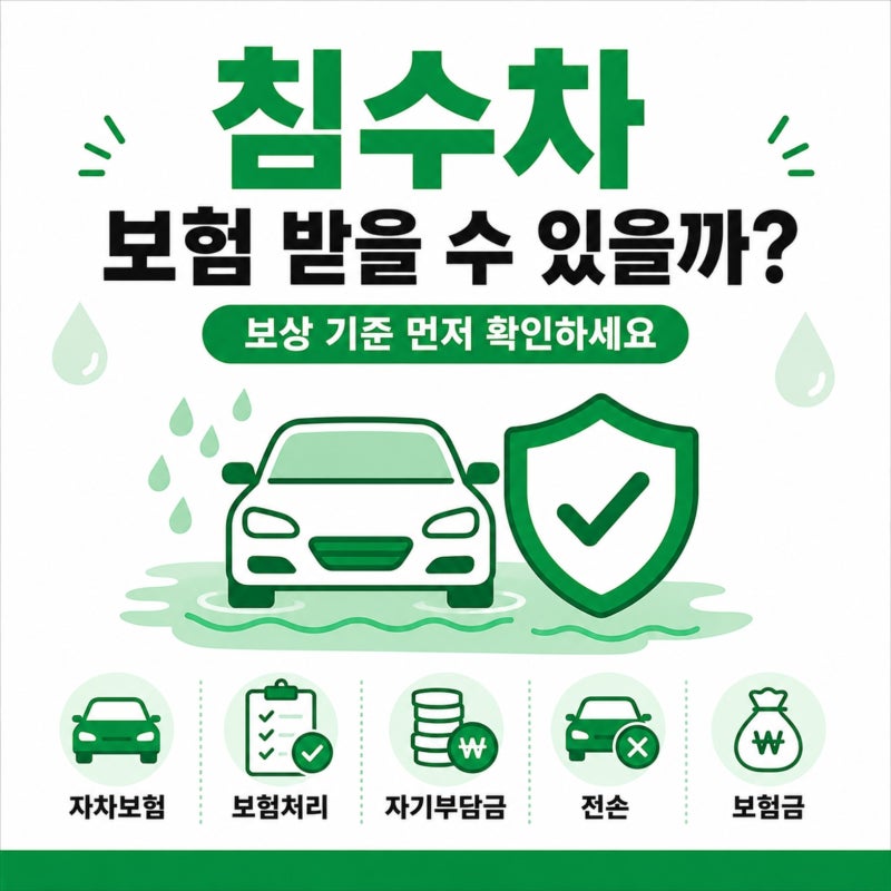 침수차 보험 받을 수 있을까? 자차보험 보상부터 자기부담금까지