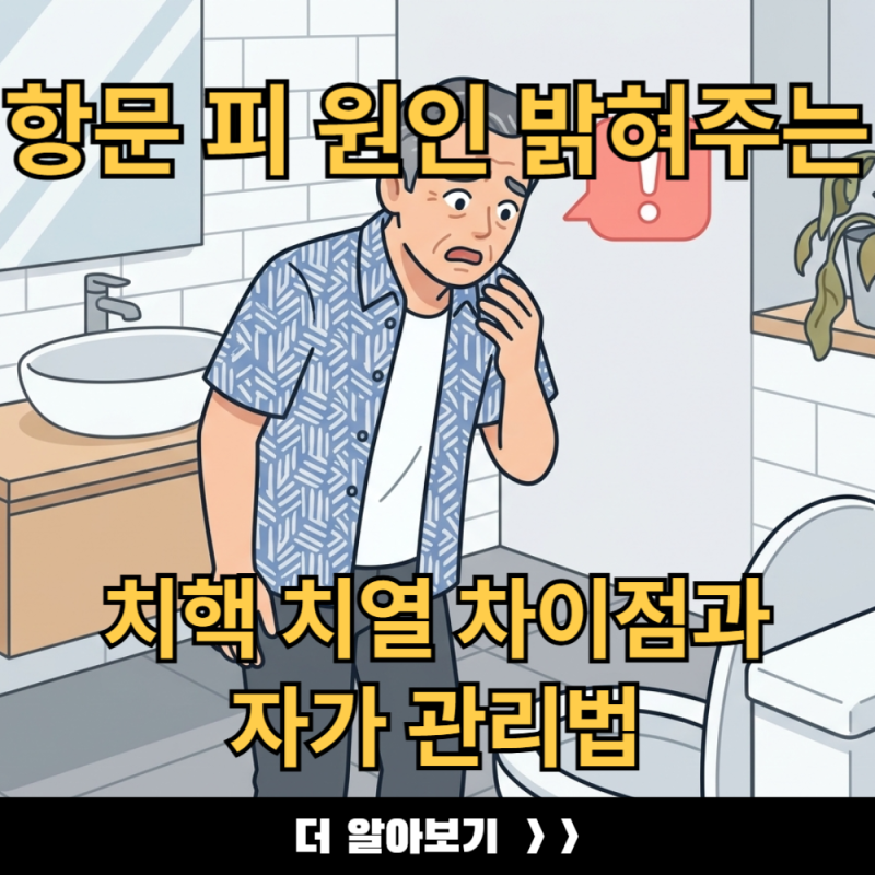 항문 피 원인 밝혀주는 치핵 치열 차이점과 자가 관리법