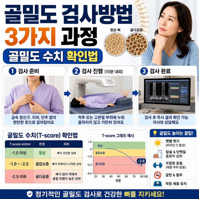 골밀도 검사방법 3가지 과정과 골밀도 수치 확인법