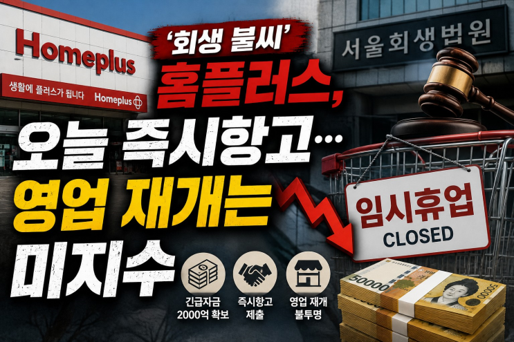 <b>홈플러스</b> 회생 가능할까? 오늘 <b>즉시항고</b>... 영업 재개는 아직... 