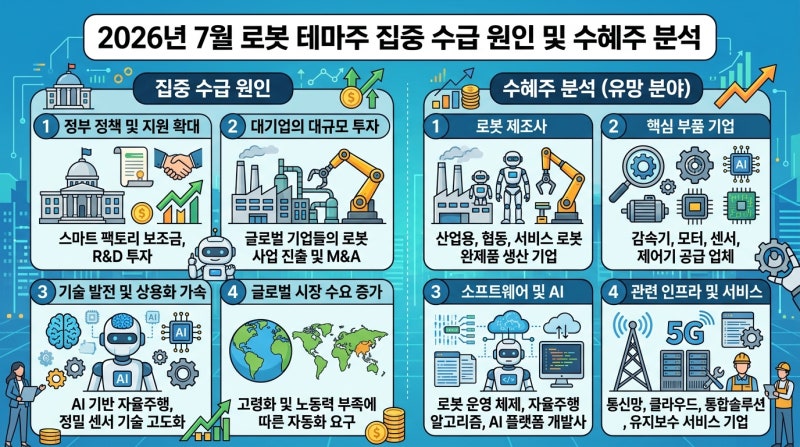 2026년 7월 로봇 산업 테마주 수급 집중 원인과 하반기 투자 전략