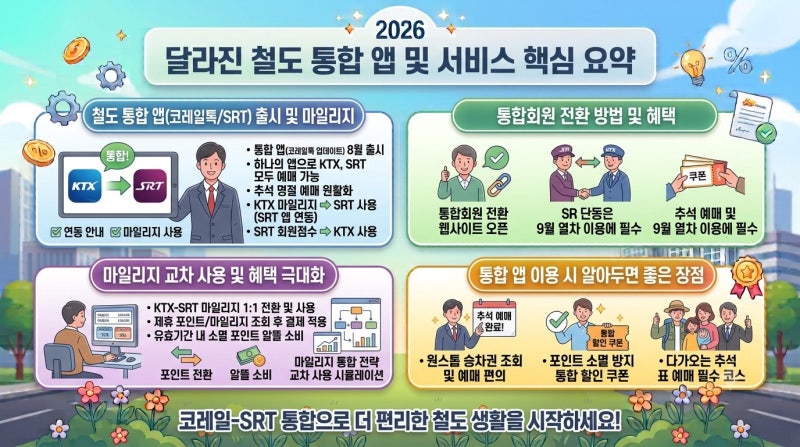 코레일 KTX SRT 통합앱 출시 및 통합회원 전환 방법 및 마일리지 교차 사용 완벽 정리!