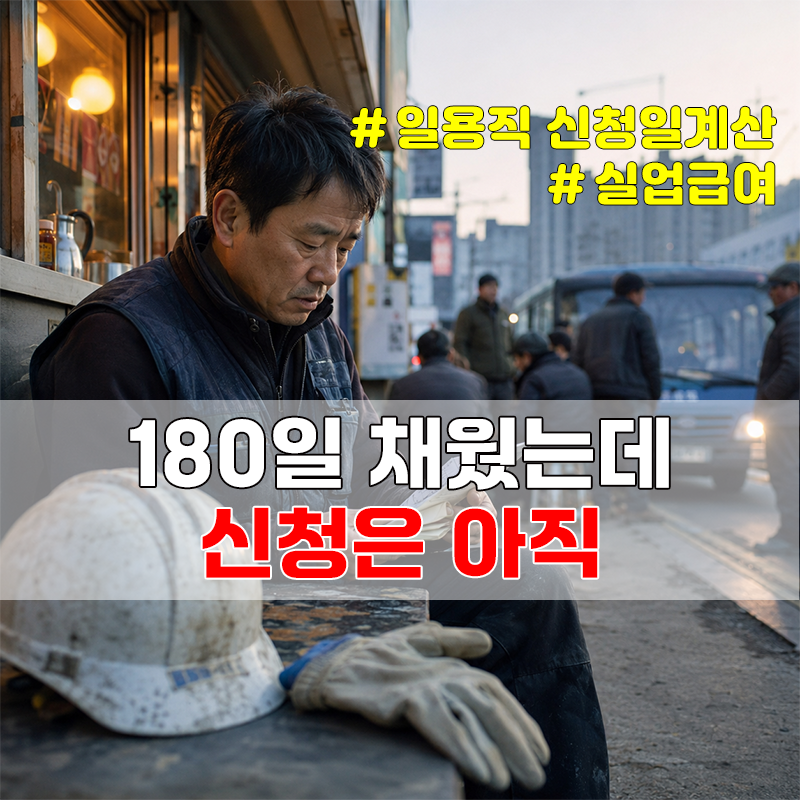 일용직 실업급여, 180일 채워도 신청일에서 달라집니다.