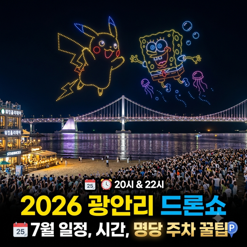 2026 광안리 드론쇼 7월 일정 및 시간, 명당 주차 꿀팁 완벽 정리