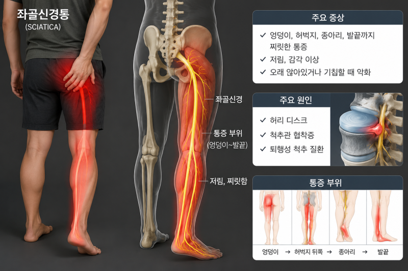 좌골 신경통 통증 증상 근전도 검사