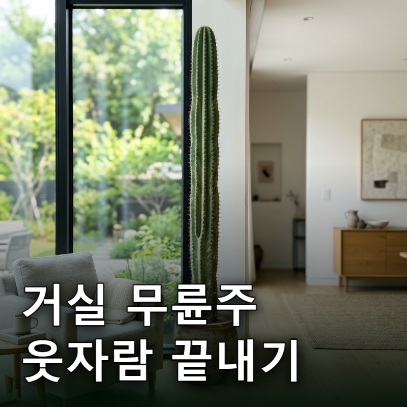 거실 대형 무륜주 선인장 인테리어 배치, 웃자람 막는 실내 생육 팩트