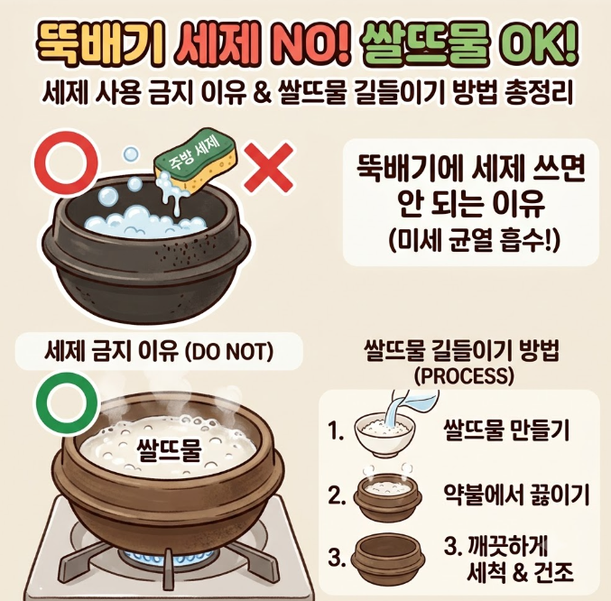 뚝배기에 세제 쓰면 안 되는 이유와 쌀뜨물 세척 길들이기 방법 총정리