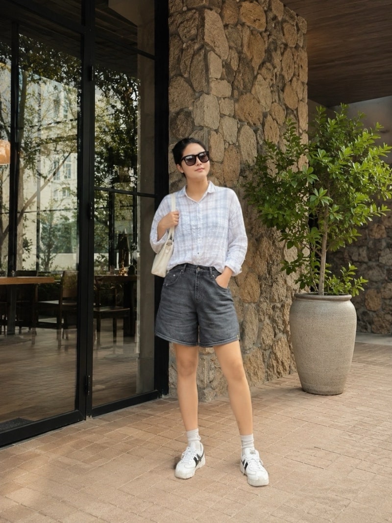 레스티지 디지털 데님 프렌치테리 쇼츠 육아맘 편한 여성 반바지 추천