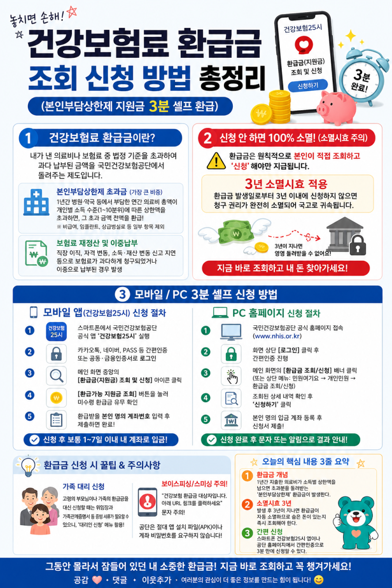건강보험료 환급금 조회 신청 방법 총정리 (본인부담상한제 지원금 3분 셀프 환급)