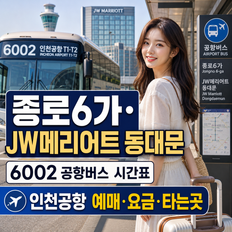 종로6가·JW메리어트 동대문 6002 공항버스 시간표｜인천공항 예매·요금·타는곳