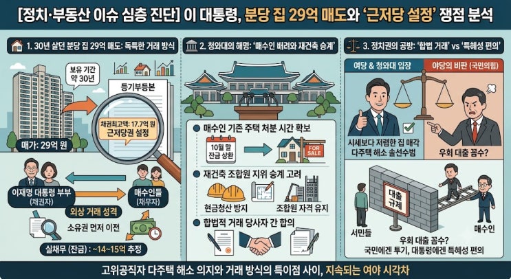 <b>이 대통령</b>, 분당 실거주 집 29억 매도 속 ‘<b>근저당</b> 설정’... 