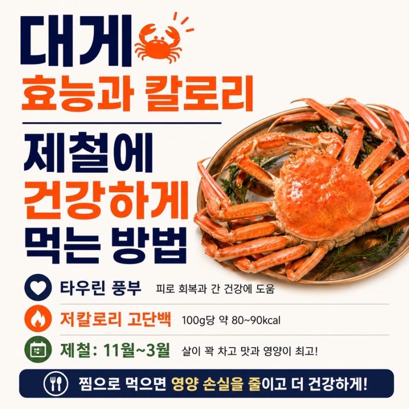 대게 효능과 칼로리 제철에 건강하게 먹는방법