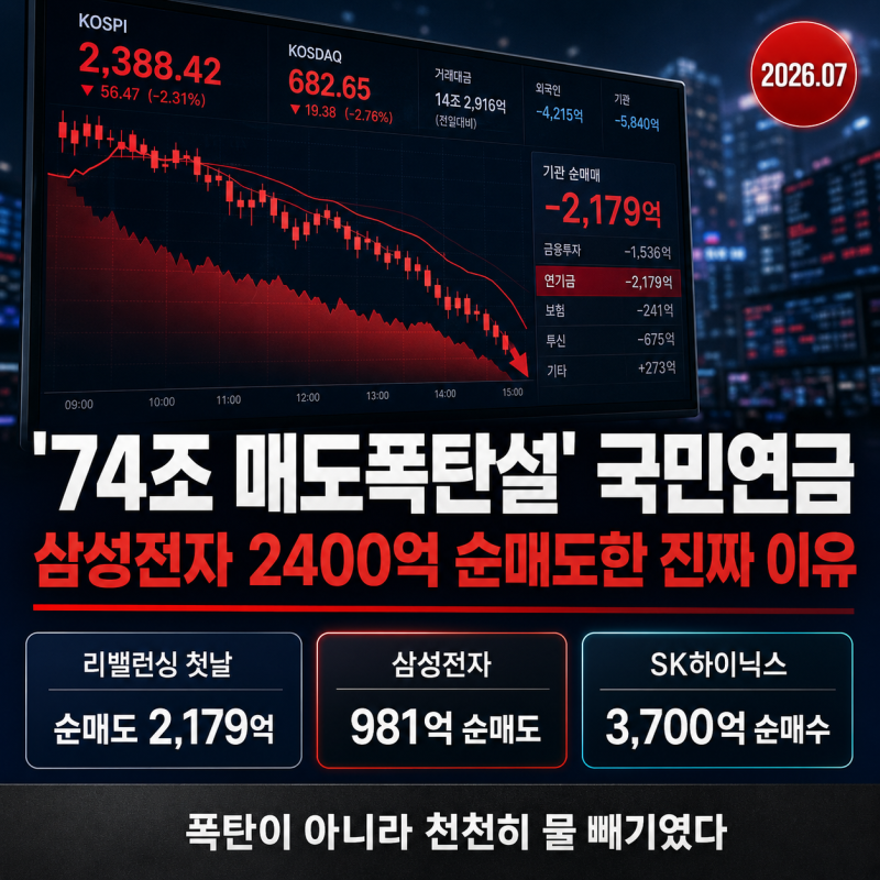 "74조 매도폭탄설" 국민연금, 이달만 삼성전자 2400억 순매도한 진짜 이유