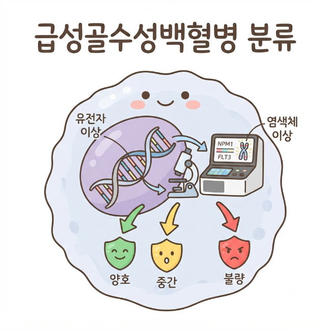 급성골수성백혈병 분류 총정리｜유전자 이상과 위험군 분류 기준
