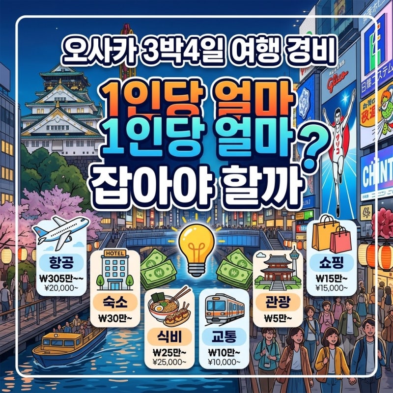 오사카 3박4일 여행 경비 1인당 얼마 잡아야 할까