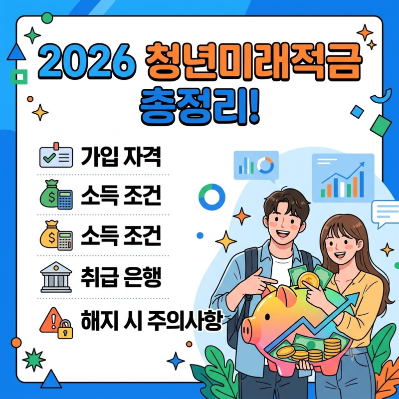 2026 청년미래적금 총정리! 가입 자격, 소득 조건, 취급 은행 및 해지 시 주의사항