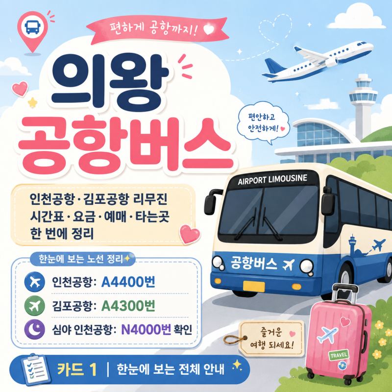 의왕 공항버스, 인천공항·김포공항 리무진 시간표 요금 예매 타는곳 한 번에 정리