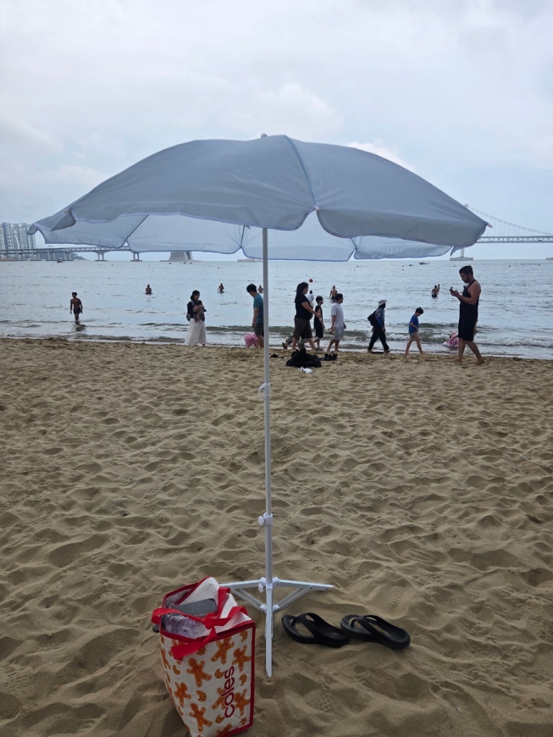 부산 주민이 알려주는 광안리해수욕장 개인파라솔 구역 정보 및 무료샤워장 다이소 파라솔 ....