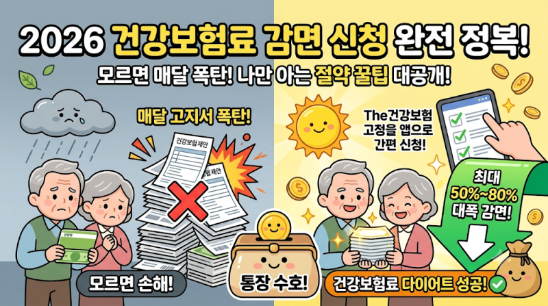 2026년 건강보험료 감면 신청방법과 대상자 조건, 모르면 매달 고지서 폭탄 맞습니다!