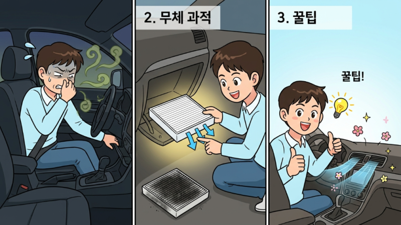 자동차 에어컨 필터 교체 방법! 화살표 방향 및 냄새 제거 팁