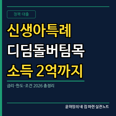 신생아 특례 디딤돌·버팀목 대출 조건 총정리, 소득 2억까지 가능한 2026 금리와 한도