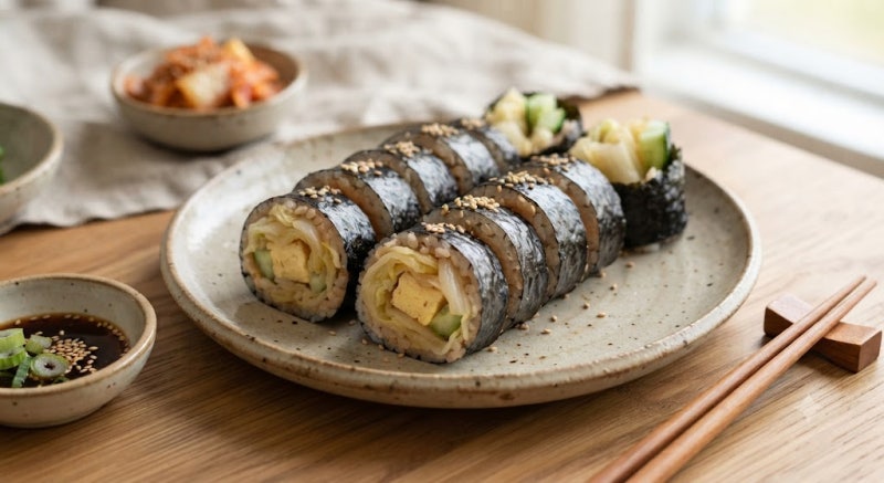 sns 고현정 세가지재료 다이어트 김밥 묵은지 계란 오이 김밥 만드는법