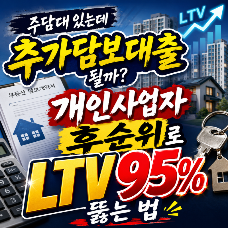 주담대 있는데 추가담보대출 될까? 개인사업자 후순위로 LTV 95% 뚫는 법