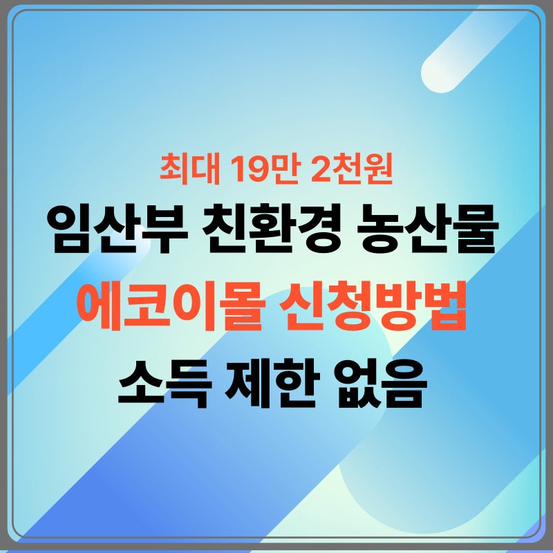 임산부 친환경 농산물 지원대상 및 신청방법 총정리(+에코이몰)