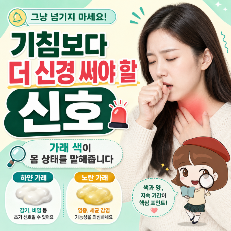 기침 뒤 하얀가래 노란가래 색으로 보는 가래생기는이유