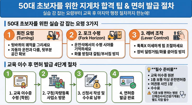 50대 초보자를 위한 소형 지게차 면허 취득 비용 및 단기 합격 팁