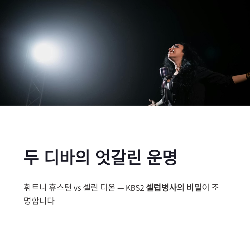 셀럽병사의 비밀 휘트니 휴스턴 셀린 디온 두 디바의 엇갈린 운명