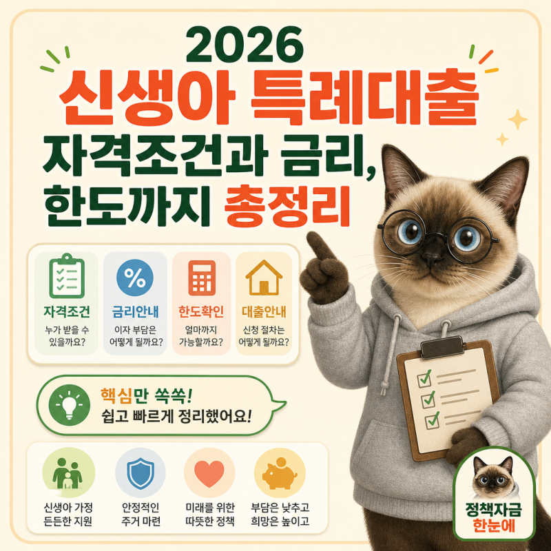 2026 신생아 특례대출 자격조건과 금리, 한도까지 총정리