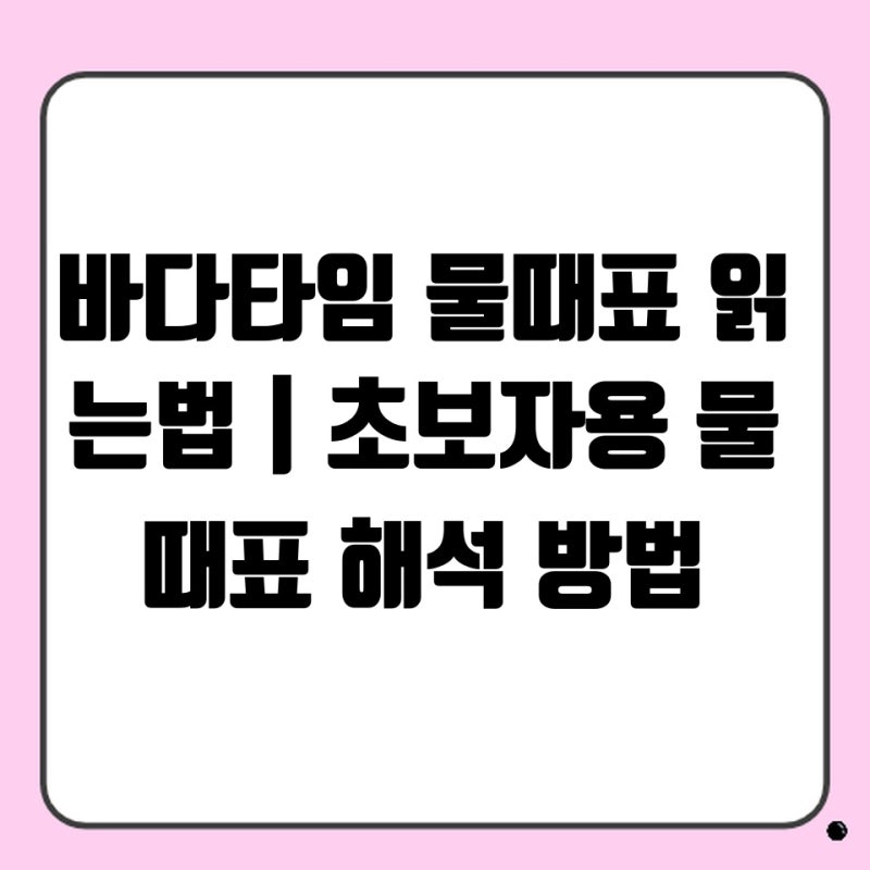 바다타임 물때표 읽는법 | 초보자용 물때표 해석 방법