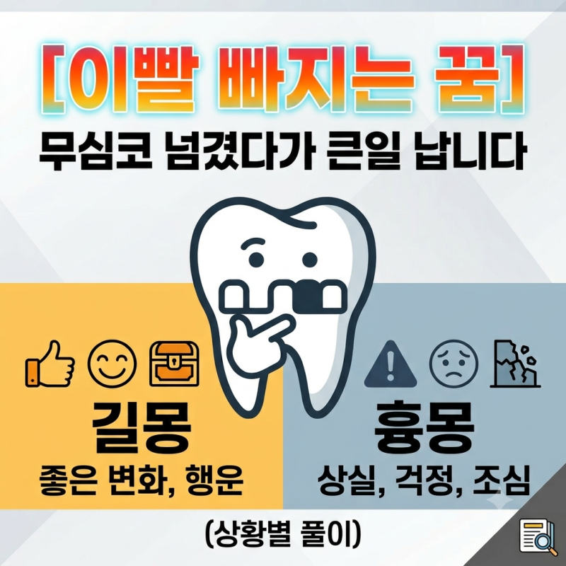 [이빨 빠지는 꿈] "이빨이 툭…" 무심코 넘겼다가 큰일 납니다 (상황별 길몽 vs 흉몽)