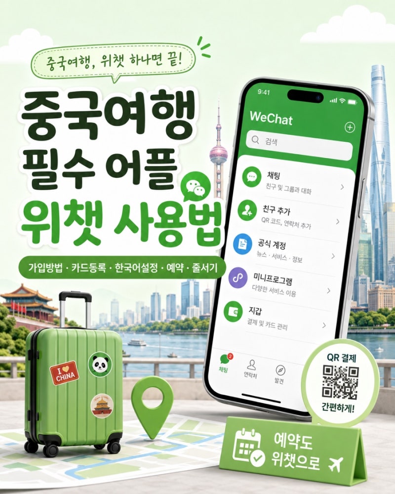 중국여행 필수 어플 위챗 사용법 | 가입방법·카드등록·한국어설정·예약·줄서기