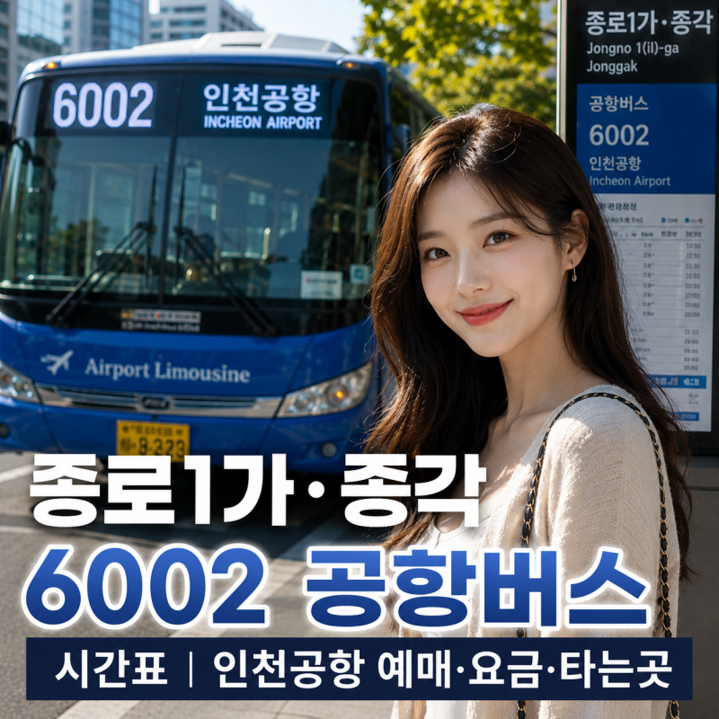 종로1가·종각 6002 공항버스 시간표｜인천공항 예매·요금·타는곳