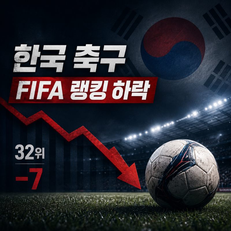 한국 축구 7계단 추락, FIFA 랭킹 32위…아시아 4위로 밀렸다