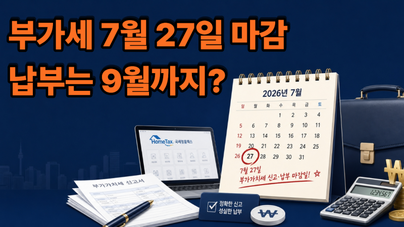 2026 부가가치세 신고 방법 총정리｜7월 27일 마감, 납부기한 연장 대상 확인